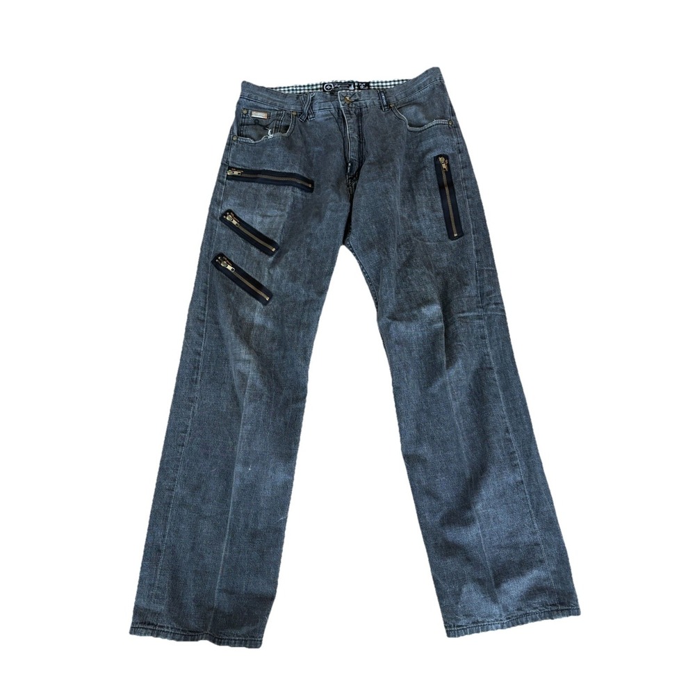 Lrg Lifted Research Group Denim Jeans Mens Size 36 Black Y2K Vintage Wide Zip